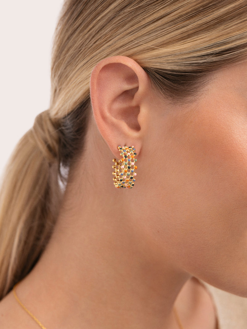 Boucles D'oreilles Mini Bomb Enamel Acier Plaqué Or