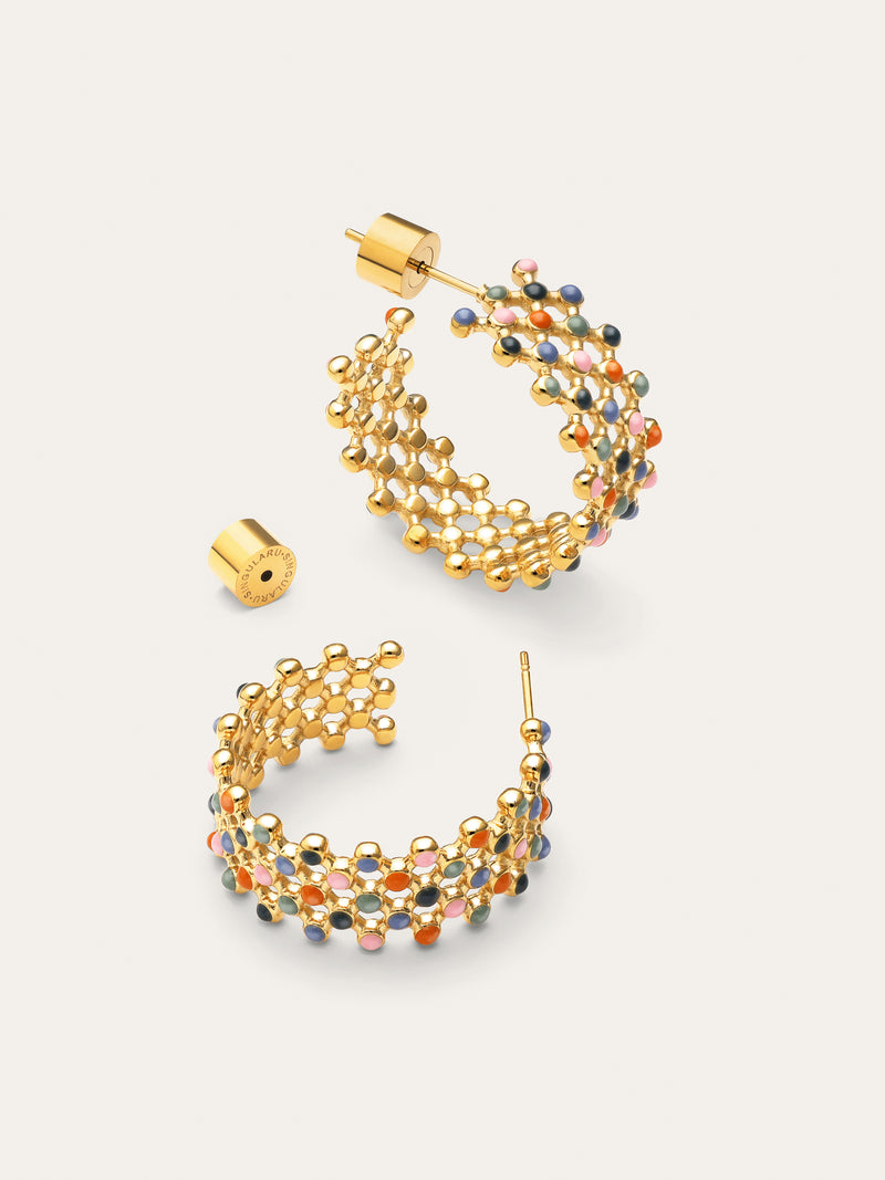 Boucles D'oreilles Mini Bomb Enamel Acier Plaqué Or