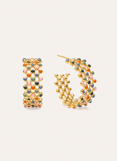 Pendientes Mini Bomb Enamel Acero Baño Oro