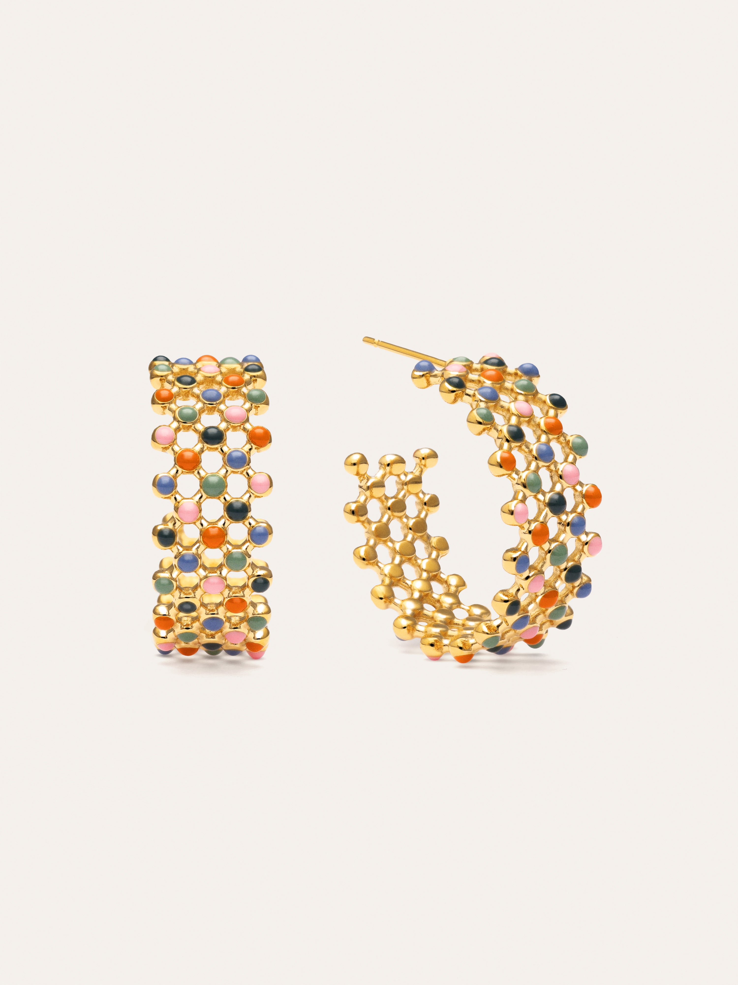 Boucles D'oreilles Mini Bomb Enamel Acier Plaqué Or