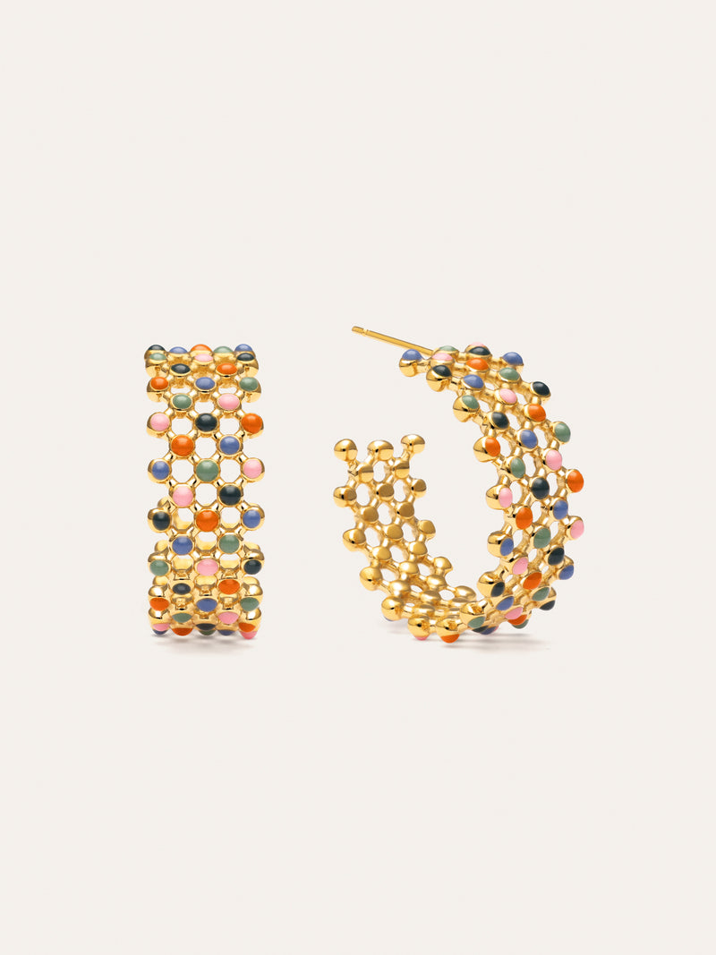 Boucles D'oreilles Mini Bomb Enamel Acier Plaqué Or