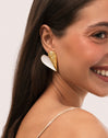 Pendientes Mejillón Enamel Acero Baño Oro
