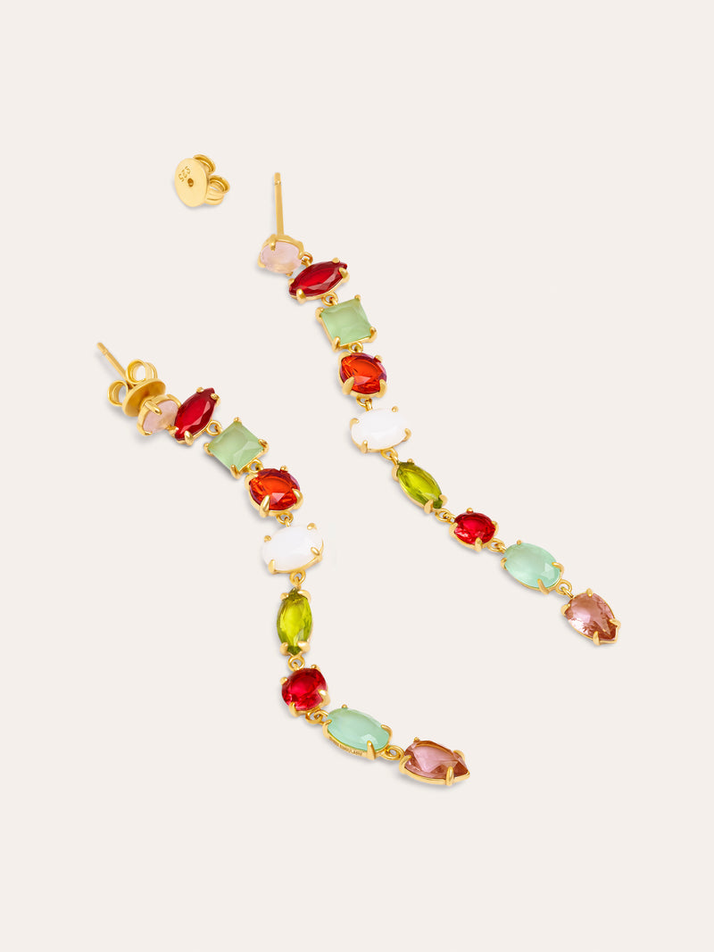 Brincos Drop Orquidea Prata Banho de Ouro