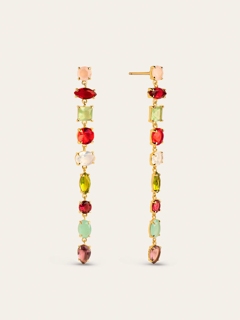 Brincos Drop Orquidea Prata Banho de Ouro