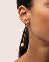 Pendientes Pearl Stick Acero Baño Oro
