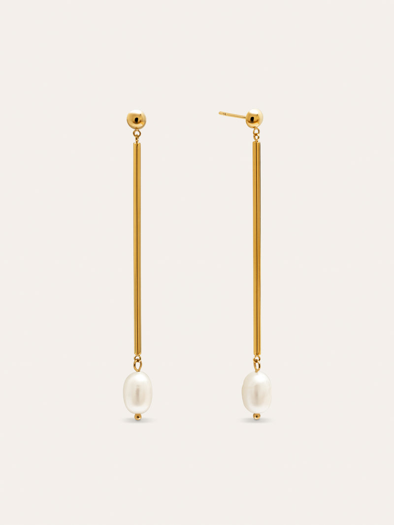 Pearl Stick Ohrringe Edelstahl, vergoldet