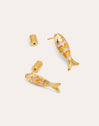 Colored Fish Gold Earrings 