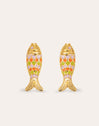 Pendientes Pez Color Baño Oro