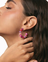 Rosé Stones Stainless Steel Gold Earrings 