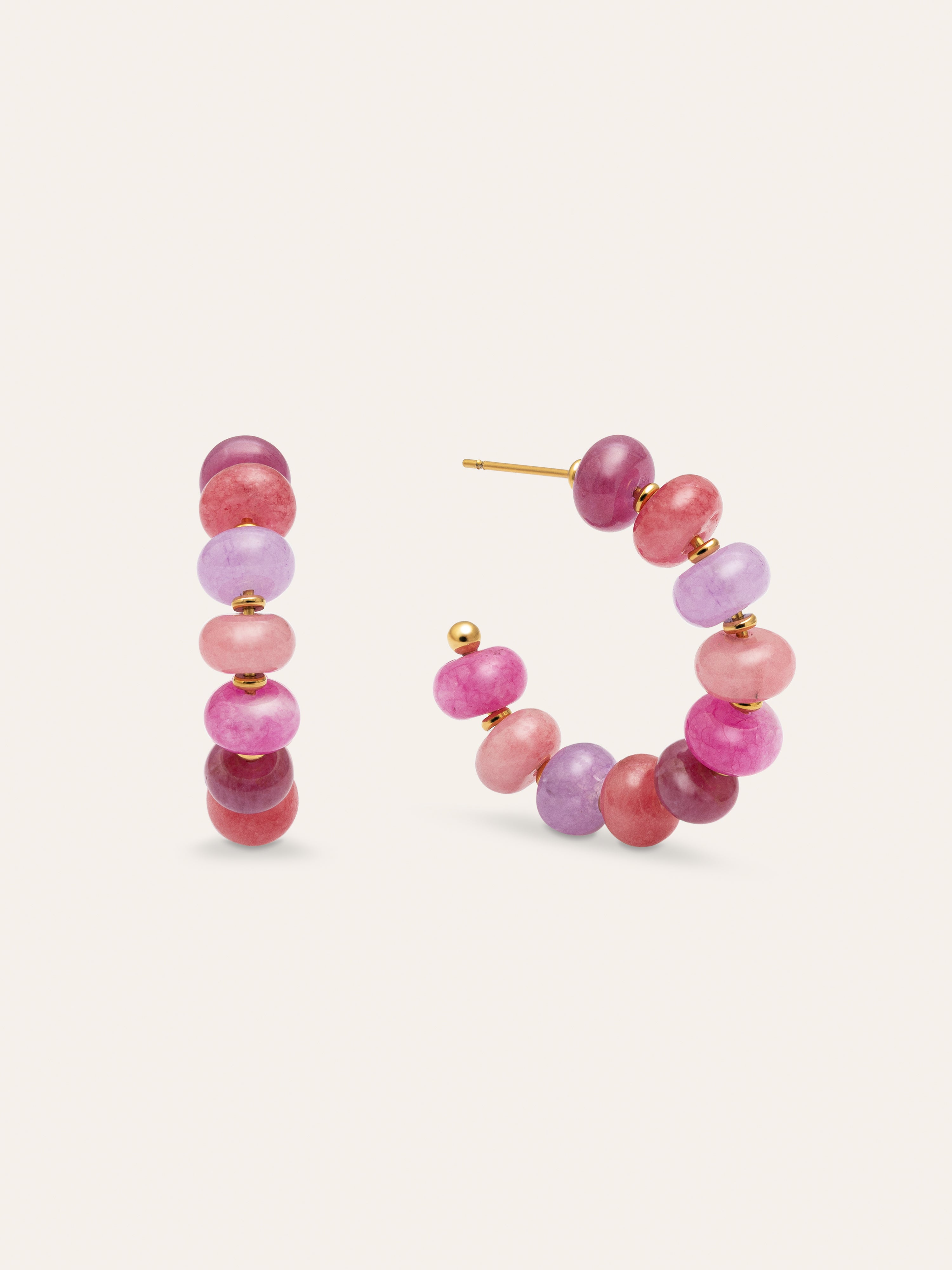 Rosé Stones Stainless Steel Gold Earrings 