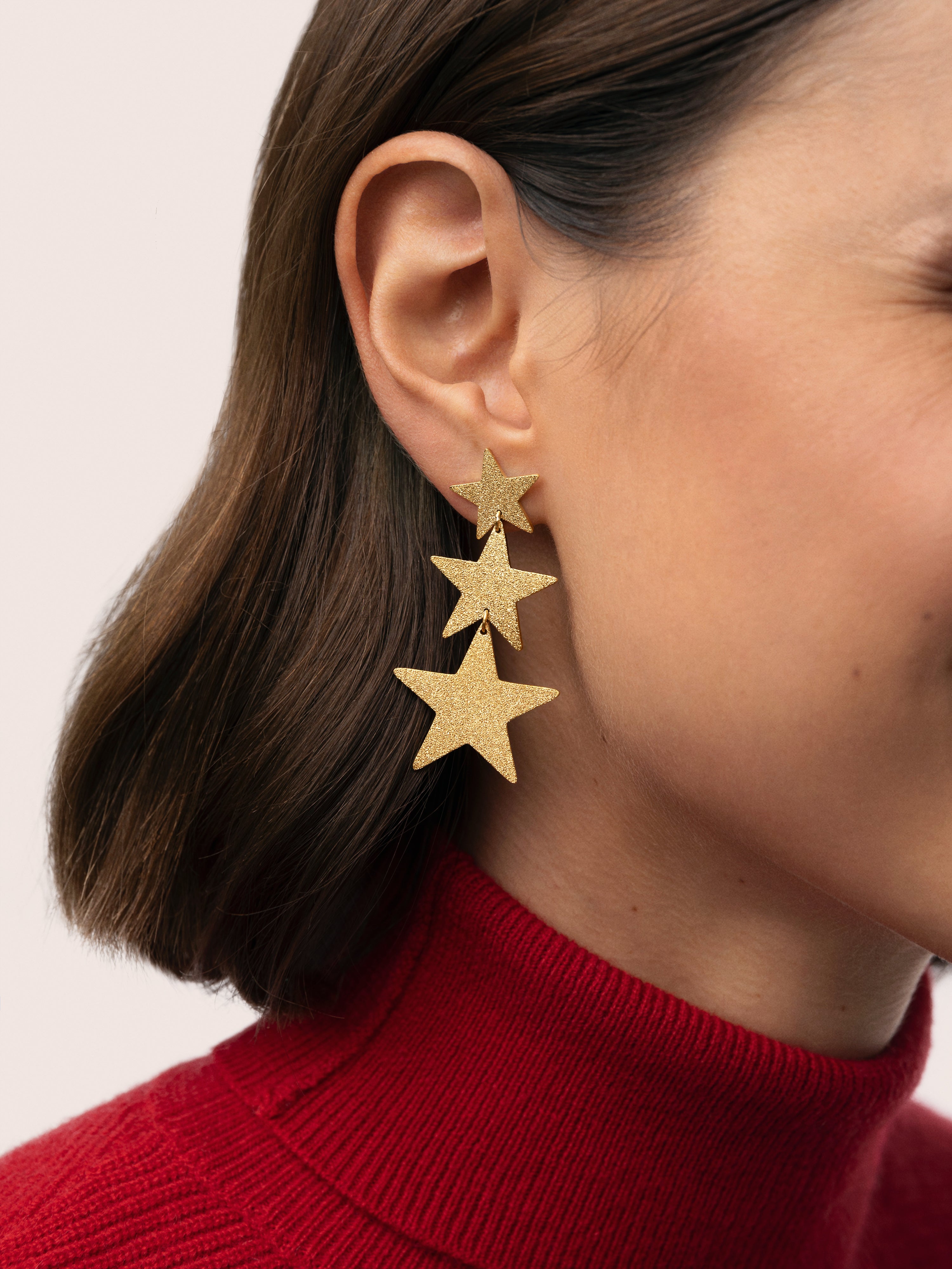 Pendientes Shinning Stars Acero Baño Oro