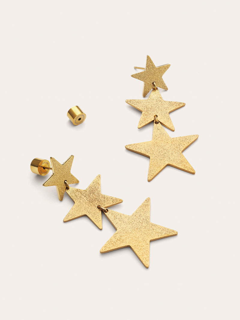 Shinning Stars Stainless Steel Gold Earrings 