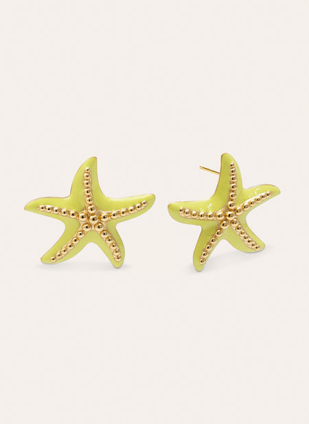 Pendientes Starfish Enamel Colors Baño Oro