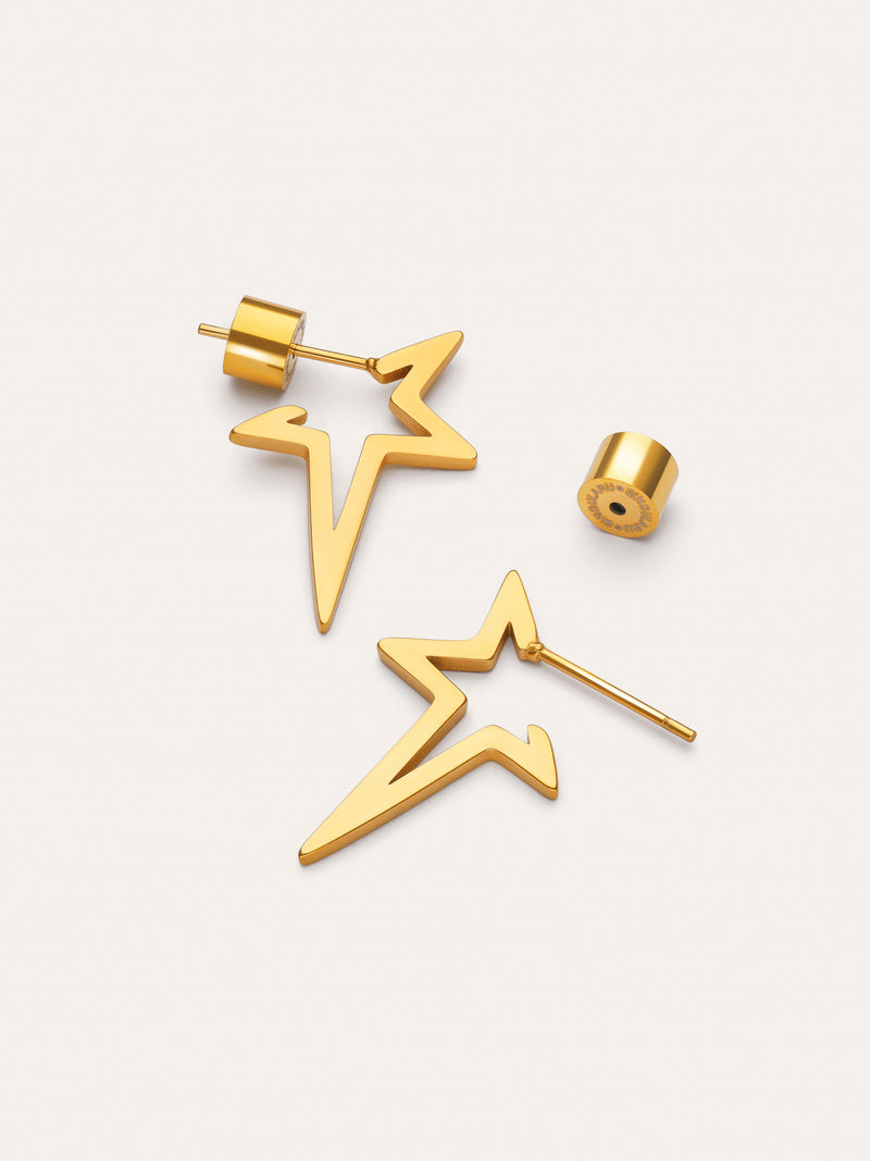 Orecchini Star Punk Acciaio Placcato Oro