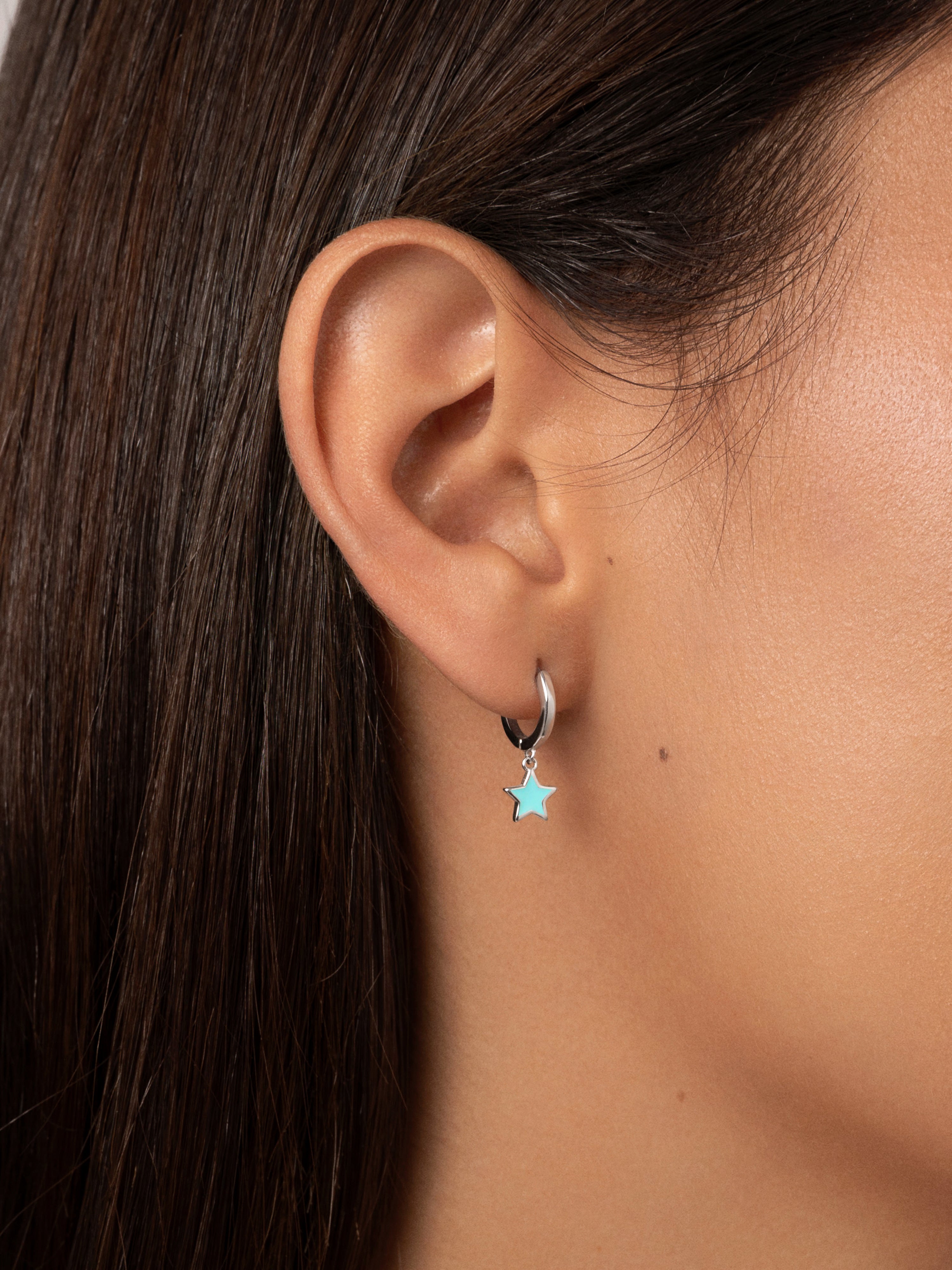 Creolen-Ohrringe Star Sky Enamel Stahl