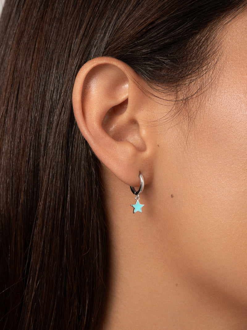 Creolen-Ohrringe Star Sky Enamel Stahl