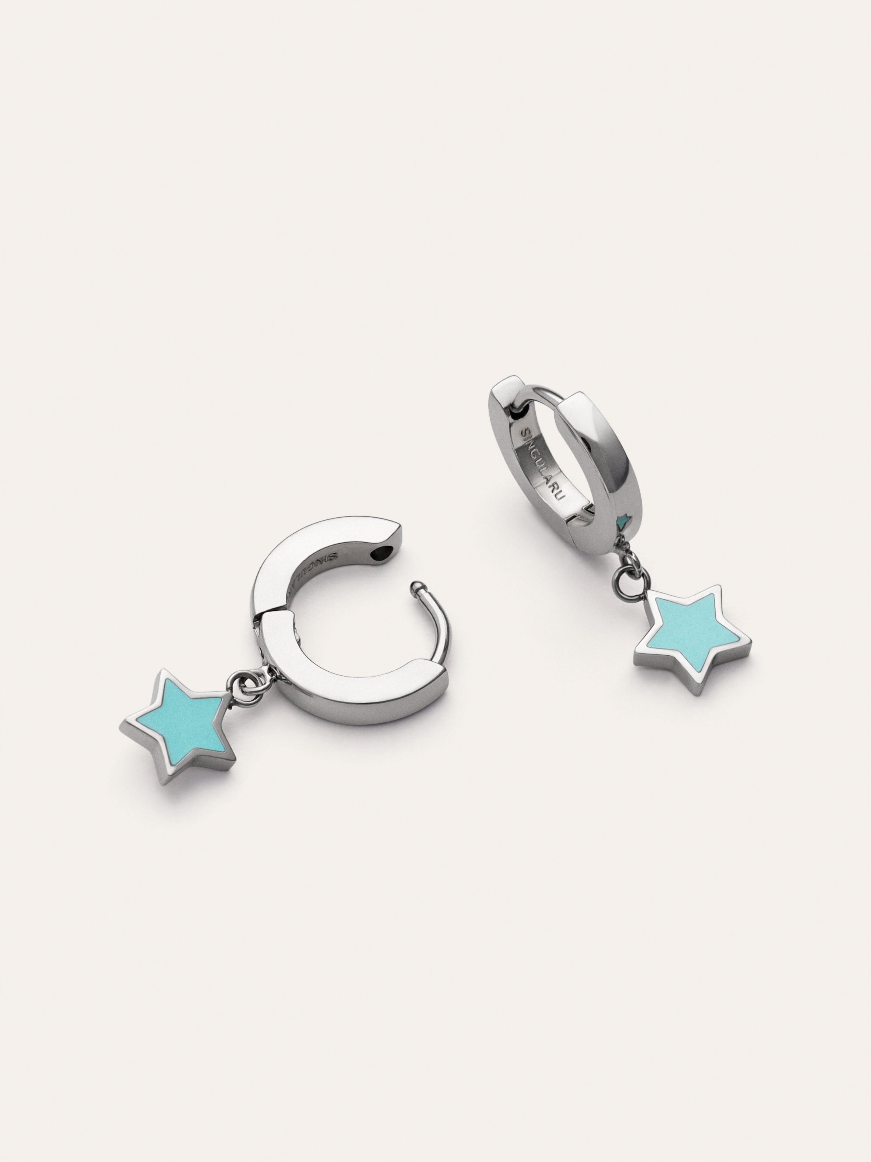 Creolen-Ohrringe Star Sky Enamel Stahl