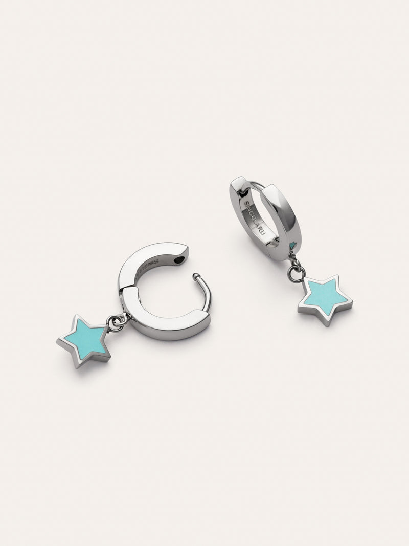 Creolen-Ohrringe Star Sky Enamel Stahl
