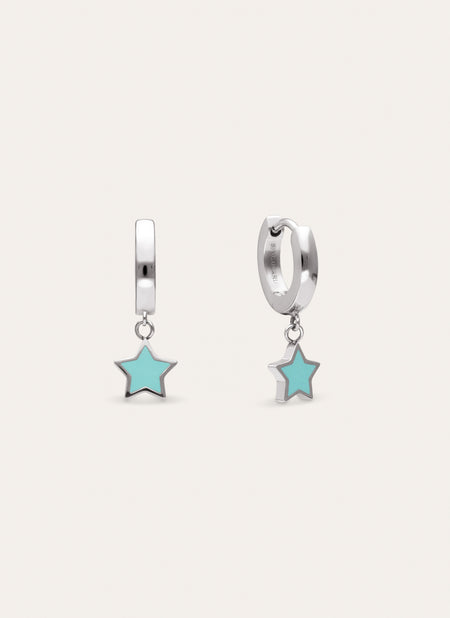 Creolen-Ohrringe Star Sky Enamel Stahl