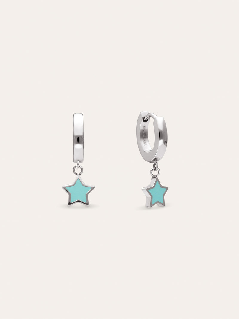 Creolen-Ohrringe Star Sky Enamel Stahl