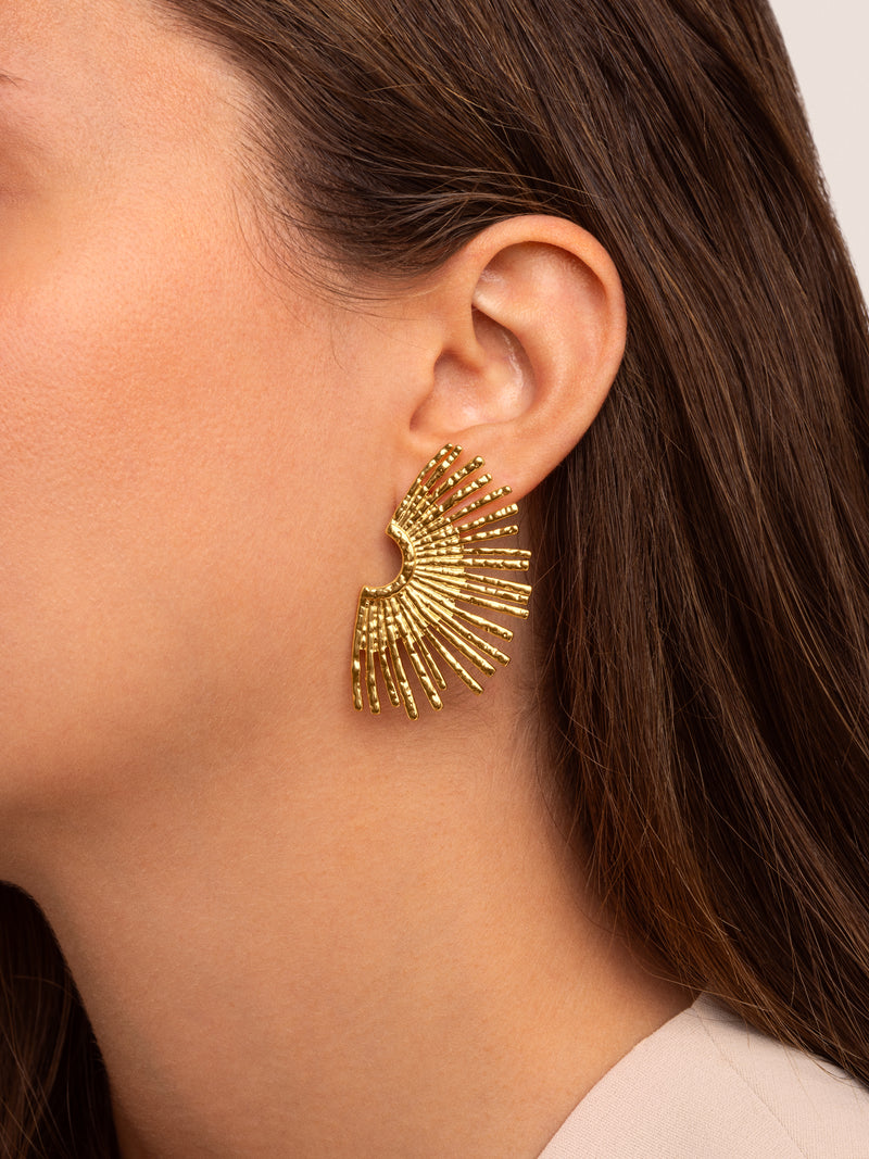 Boucles D'oreilles Sunbeam Acier Plaqué Or