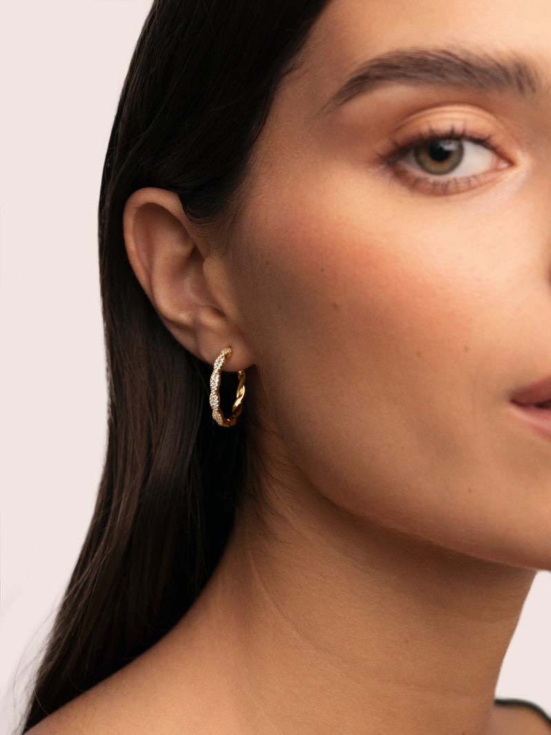 Pendientes Aro Tressia Spark Baño Oro