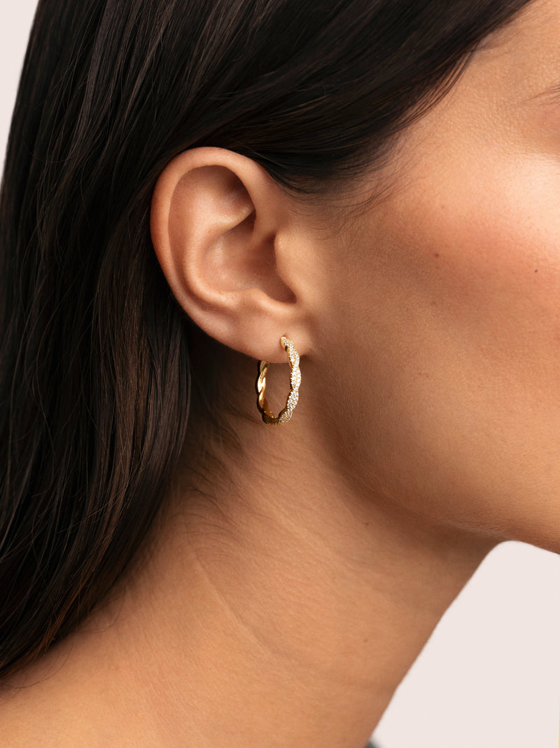 Pendientes Aro Tressia Spark Baño Oro