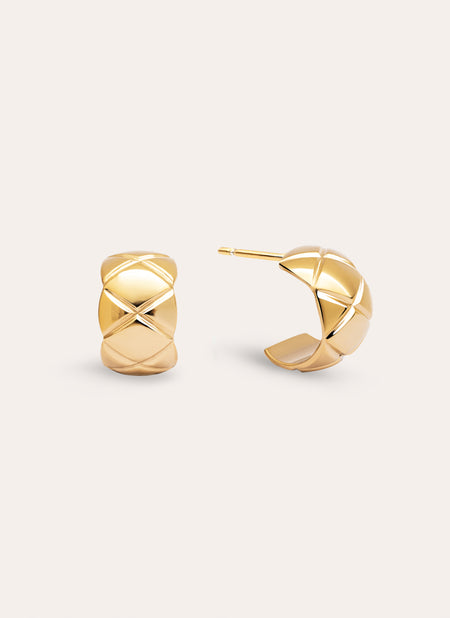 Tweed Stainless Steel Gold Earrings