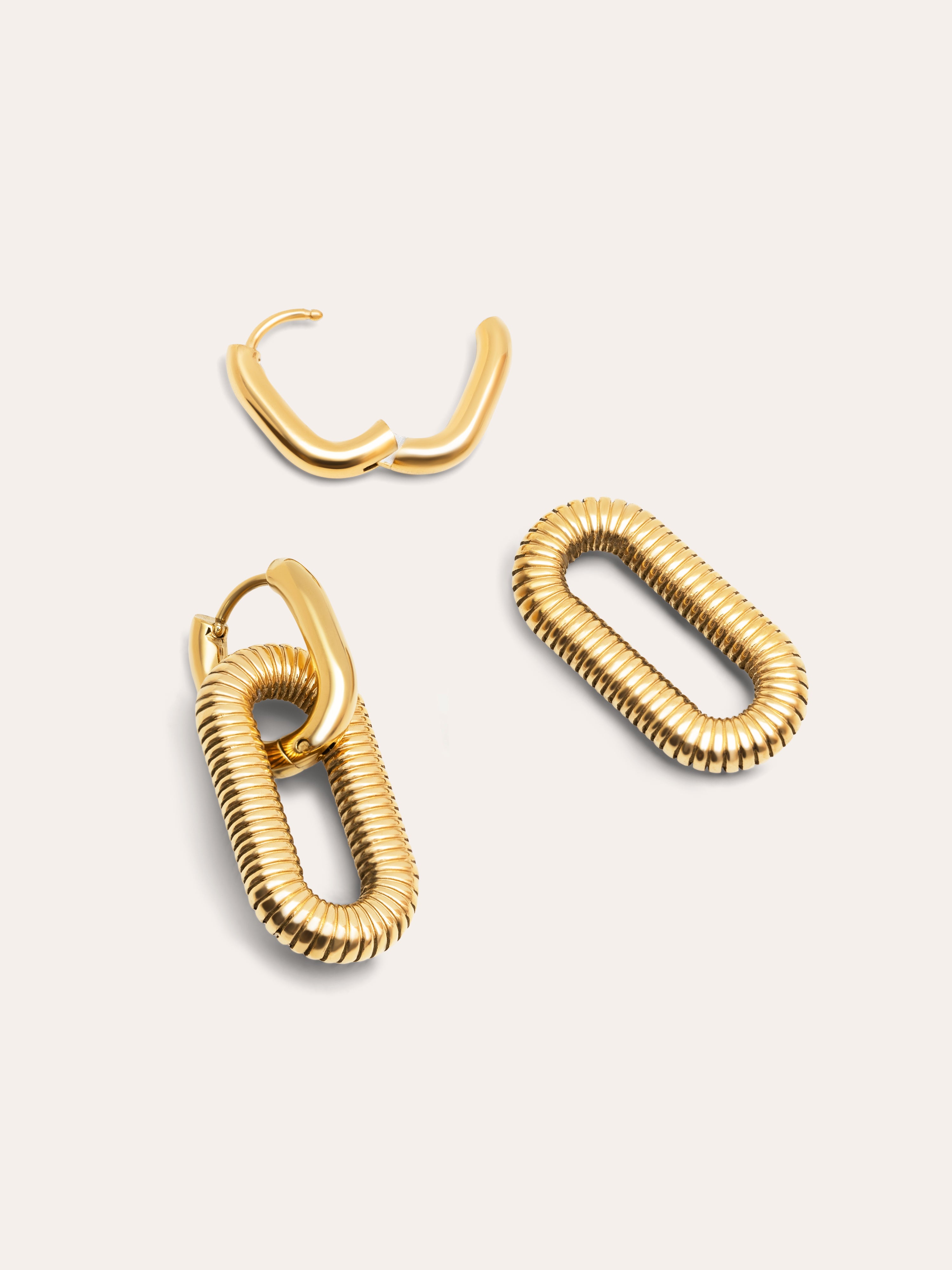 Twisted Link Gold Stainless Steel Earrings