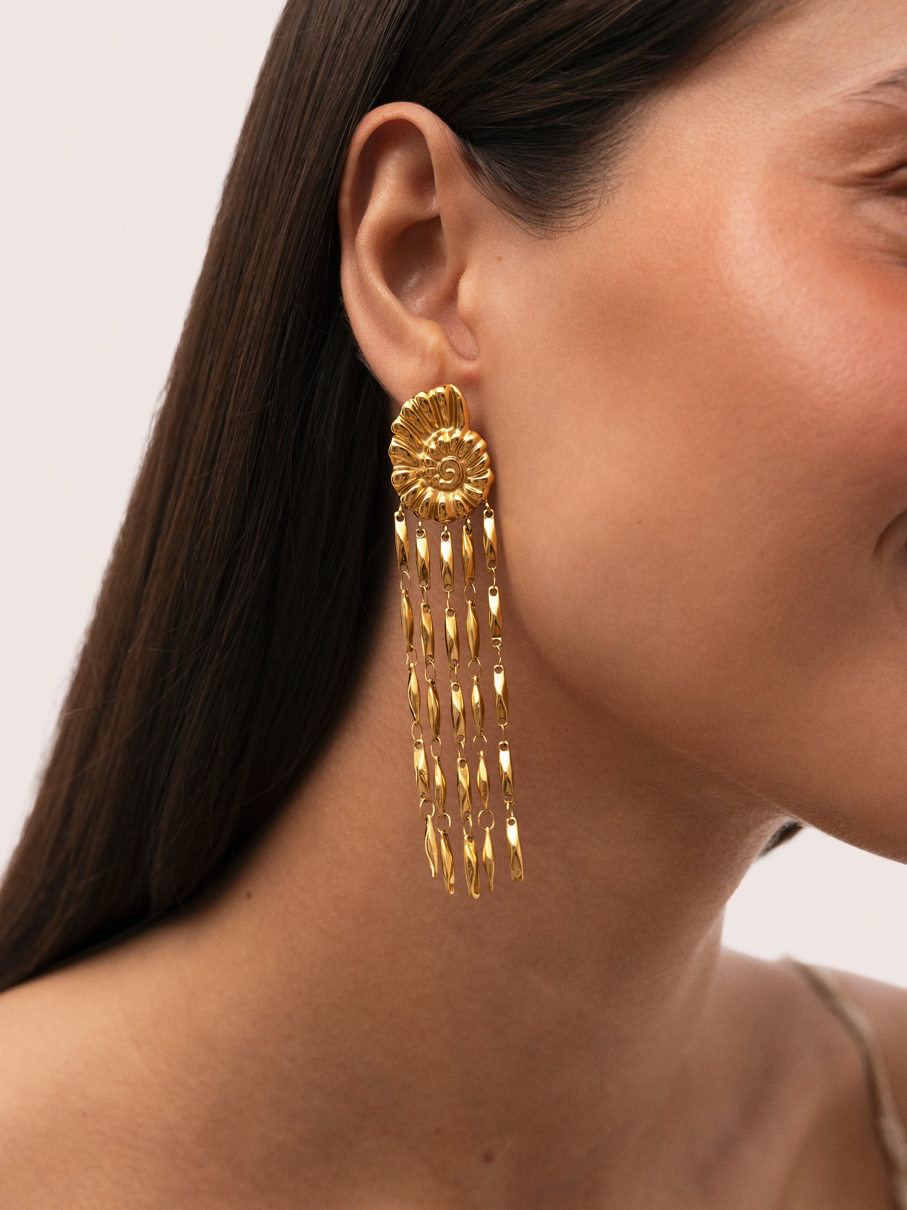 Boucles D'oreilles Zafira Shells Acier Plaqué Or