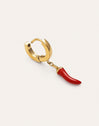 Einzelner Creolen-Ohrring Chili Enamel Stahl Vergoldet