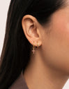 Rosa Cross Hoop Gold Single Earring  