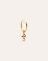 Rosa Cross Hoop Gold Single Earring  