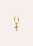 Rosa Cross Hoop Gold Single Earring  