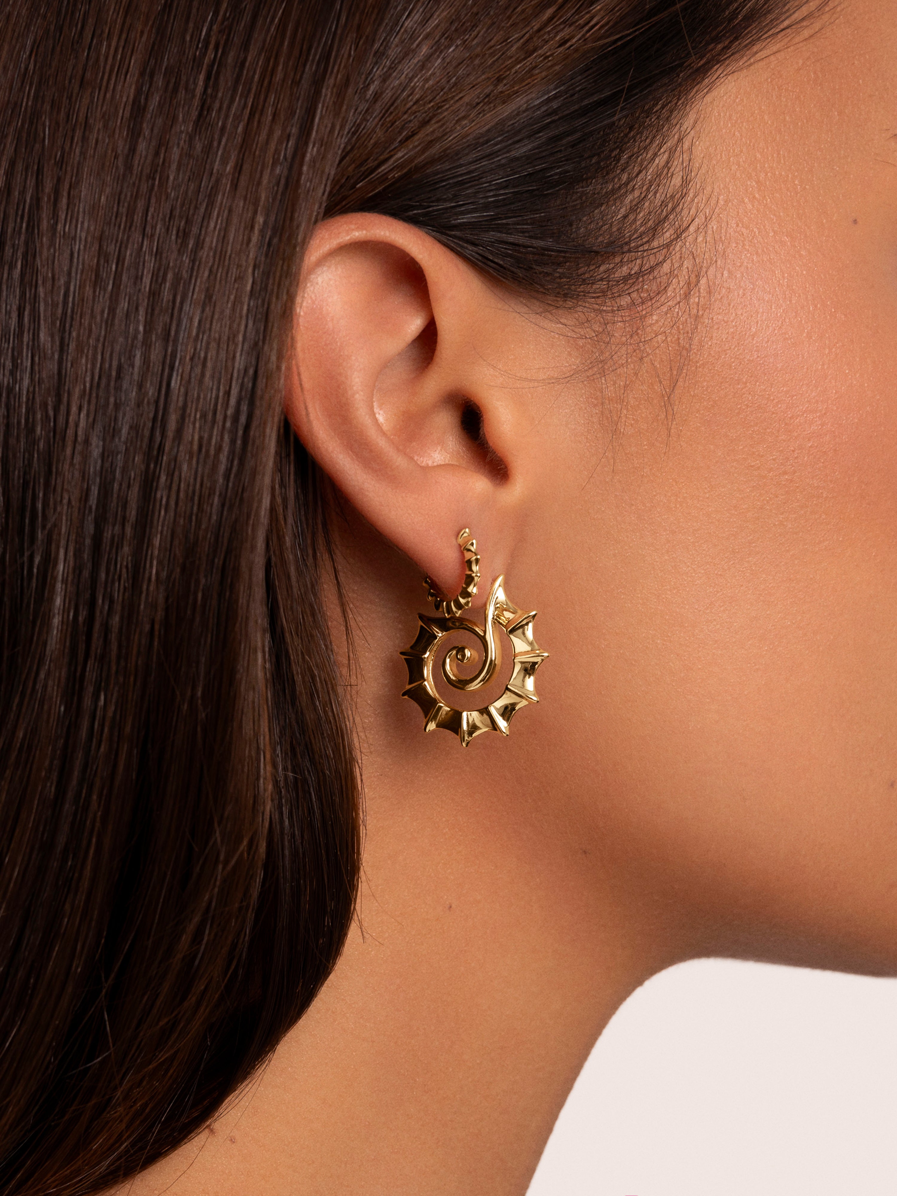 Coral Gold Hoop Single Earrings