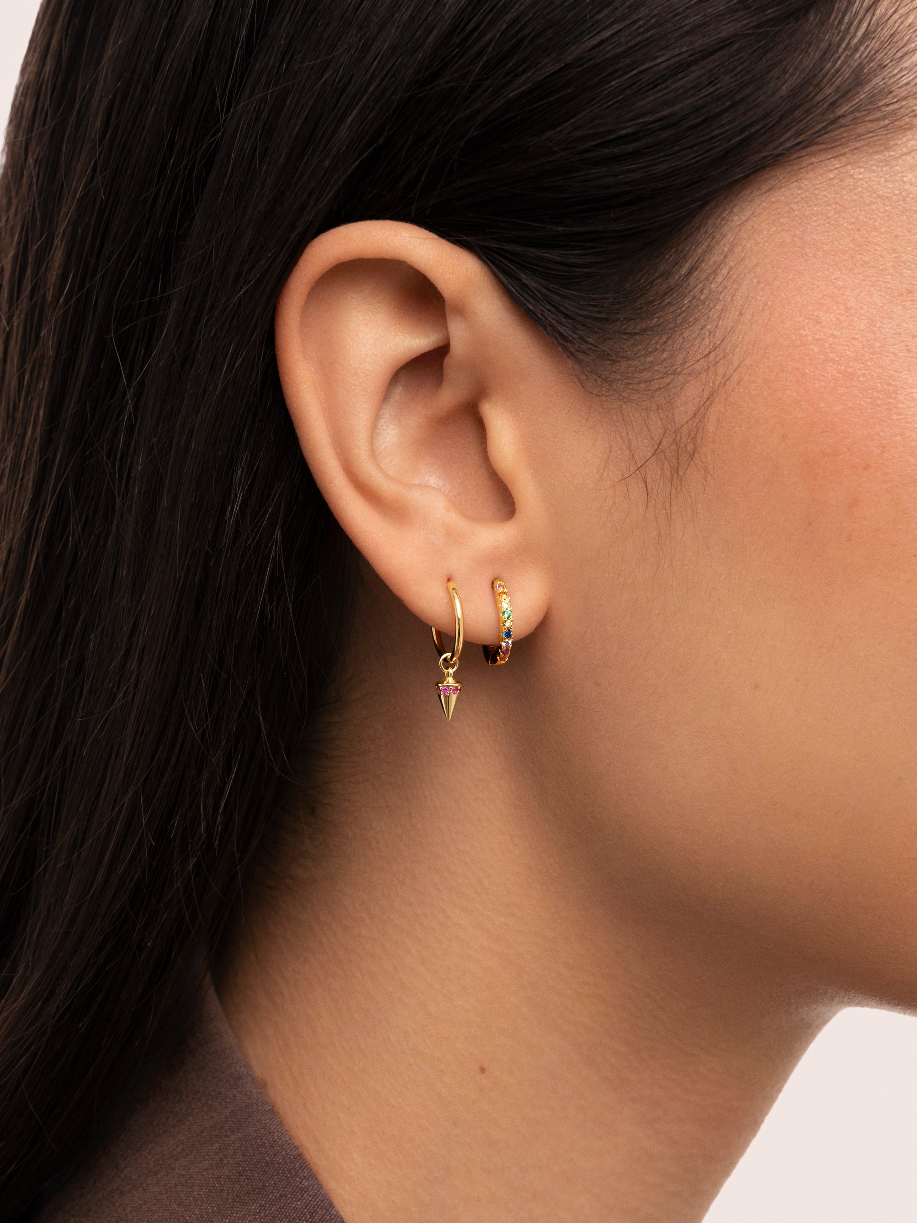 Rosa Cone Hoop Gold Single Earring 