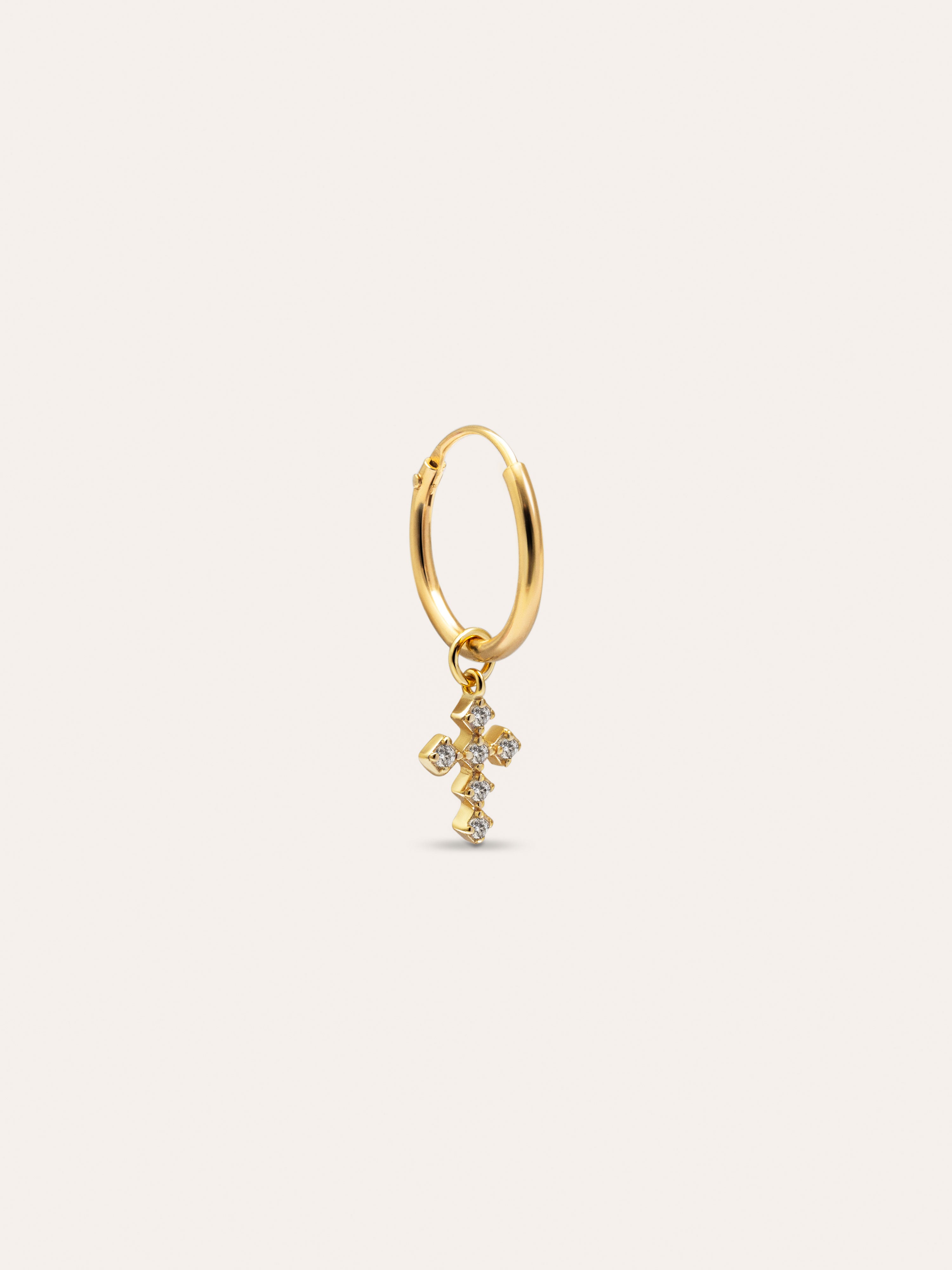 Cross Hoop Gold Single Earring