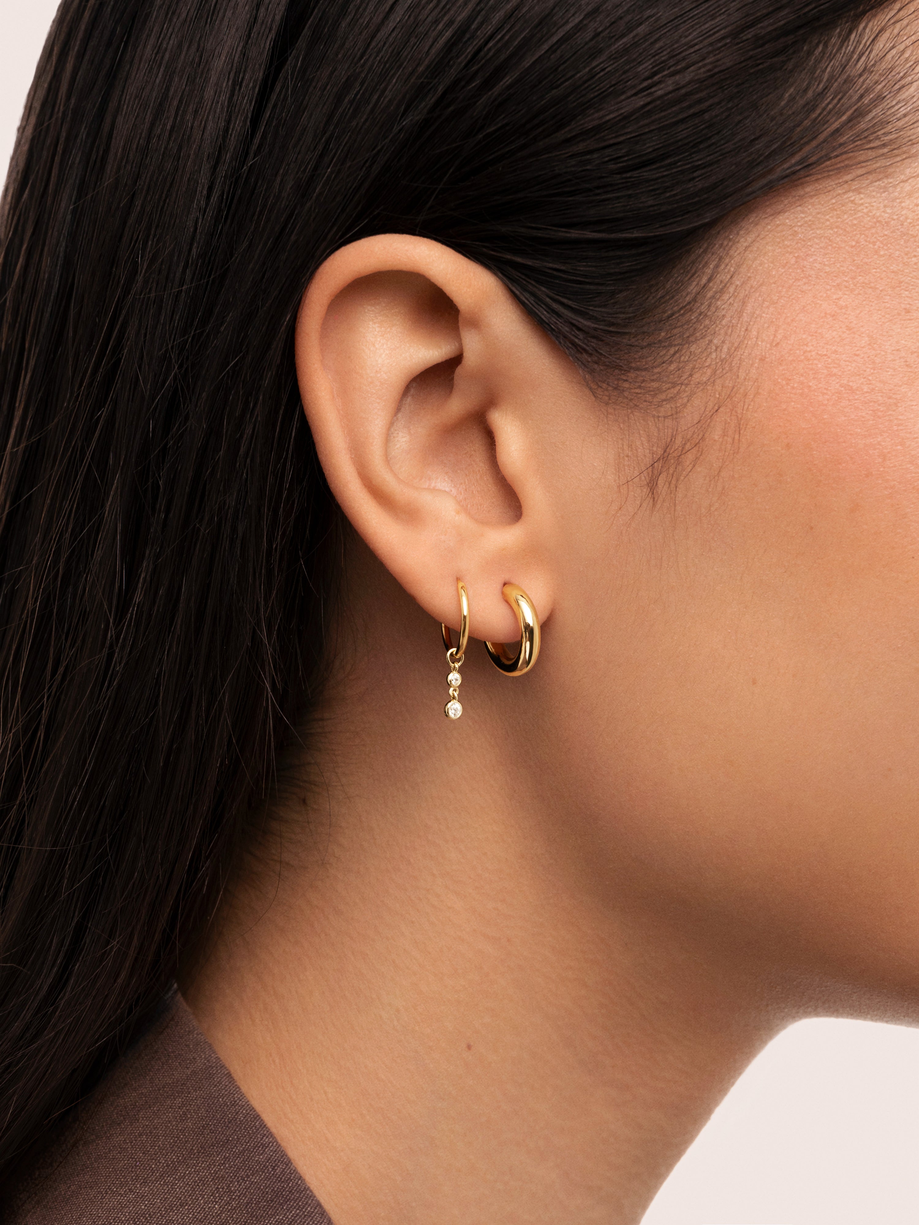 Double Spark Hoop Gold Single Earring