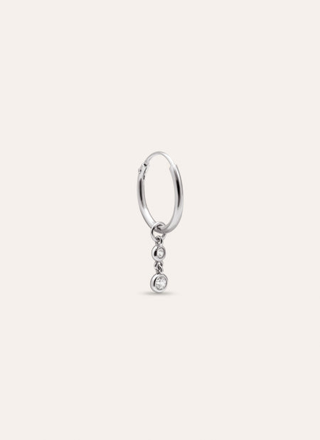 Double Spark Hoop Silver Single Earring