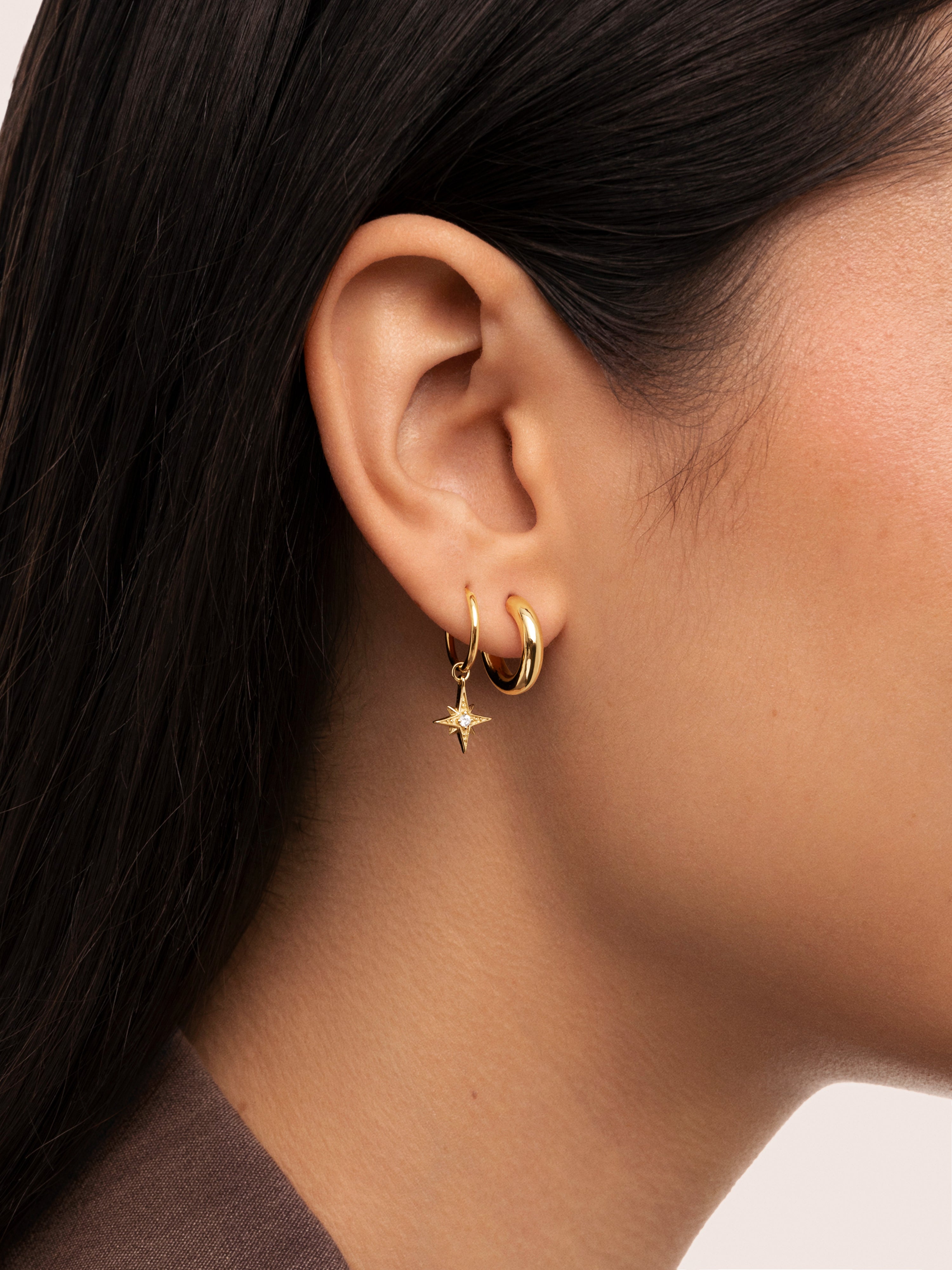 Polar Star Hoop Gold Single Earring 