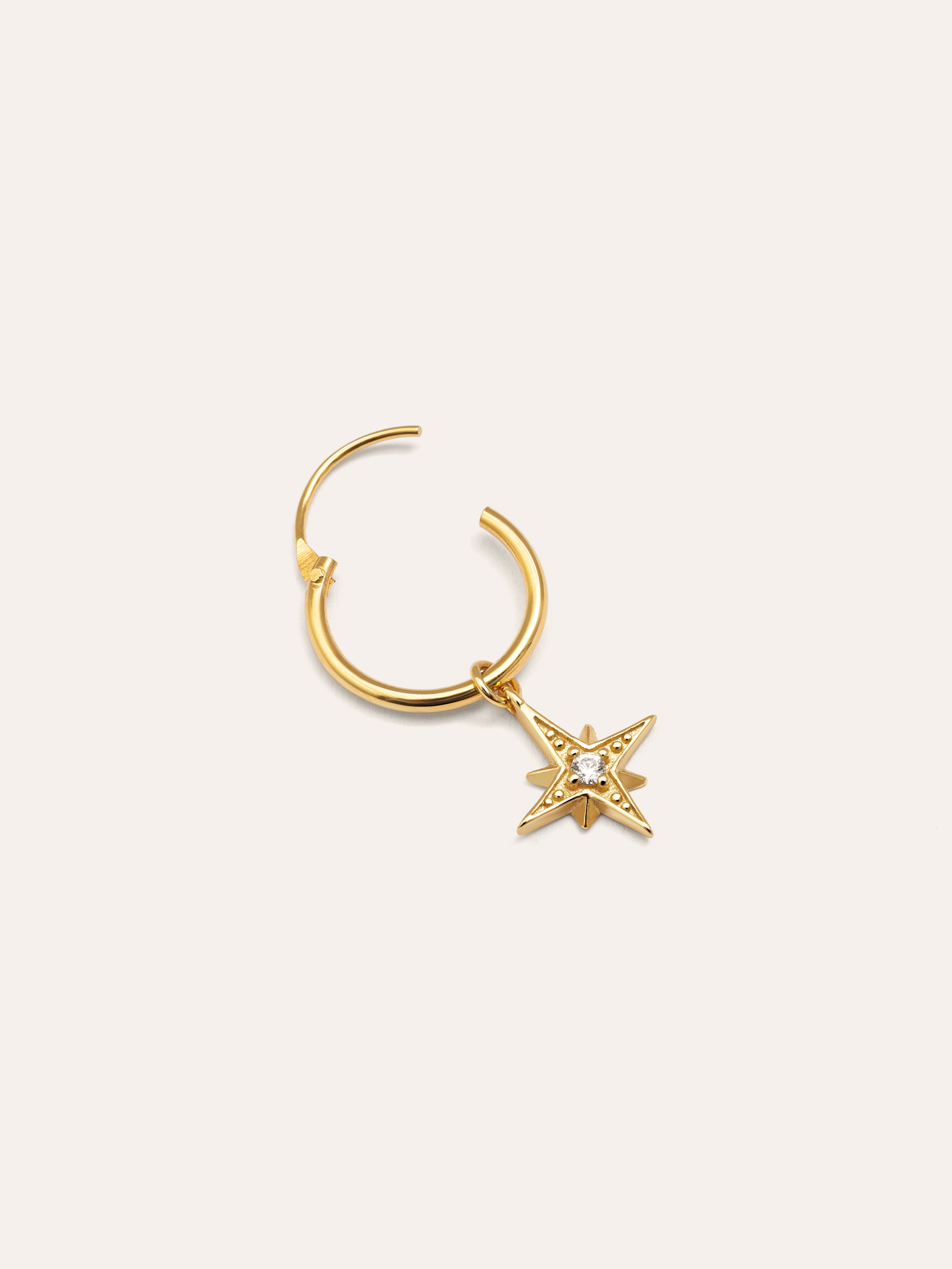 Polar Star Hoop Gold Single Earring 