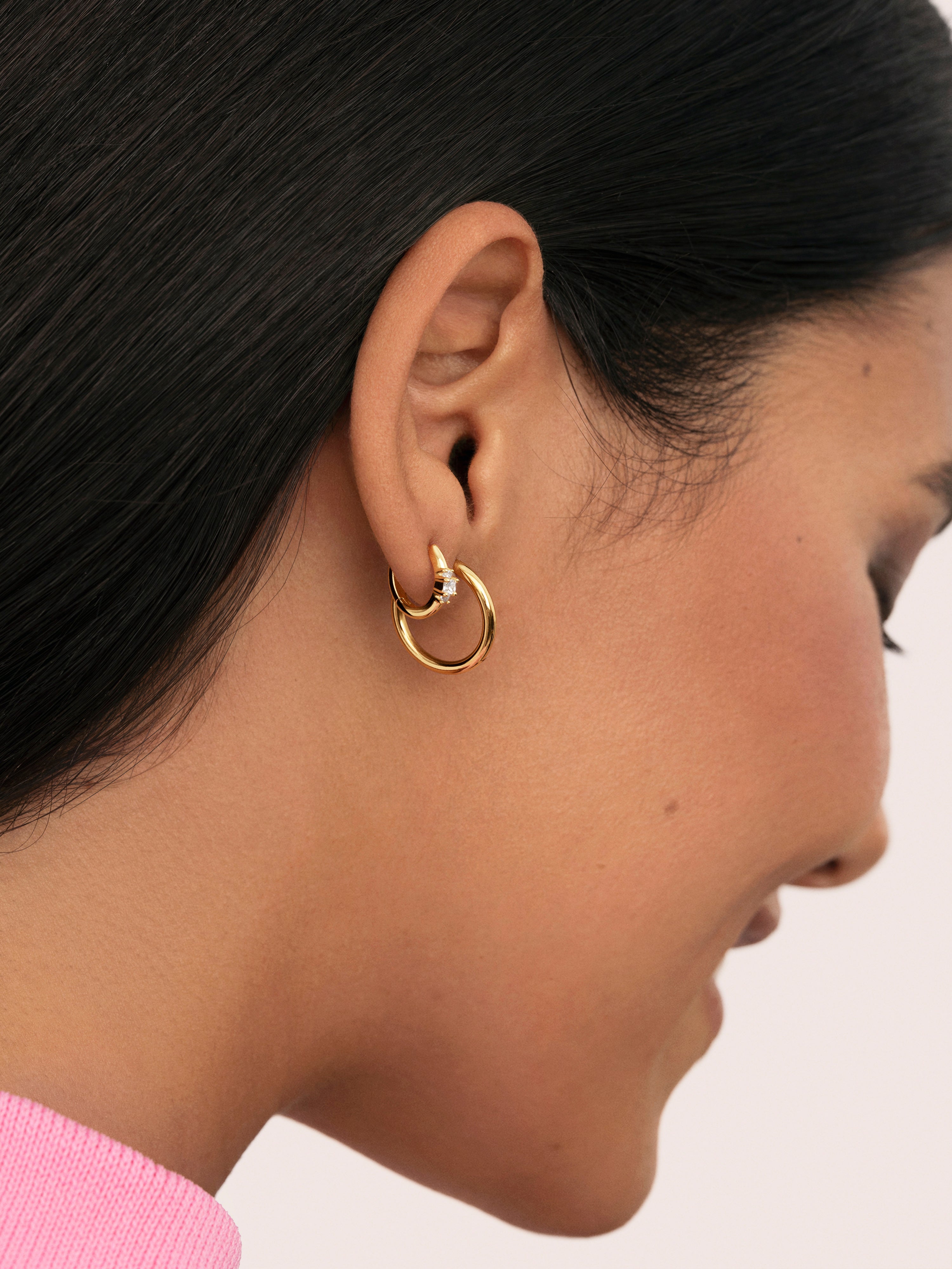 Halo Gold Hoop Single Earring