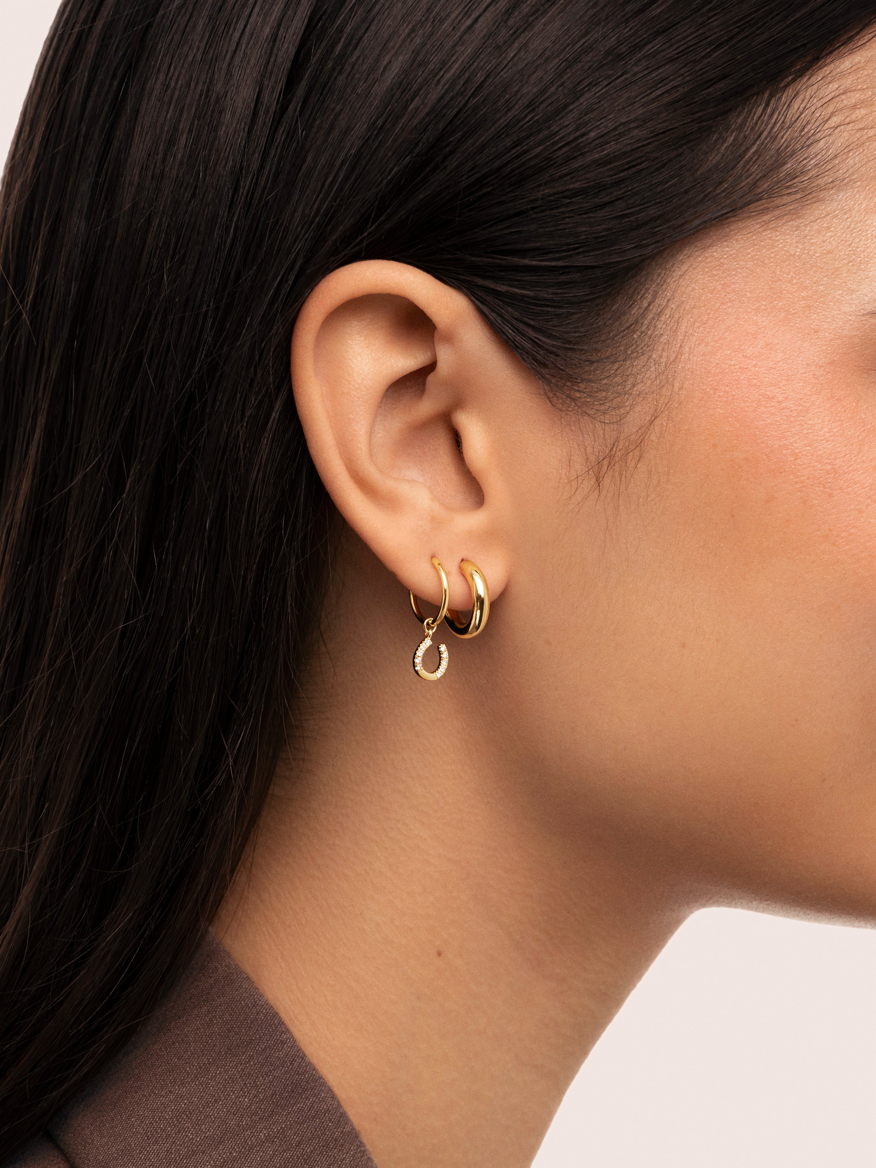 Horseshoe Hoop Gold Single Earring 