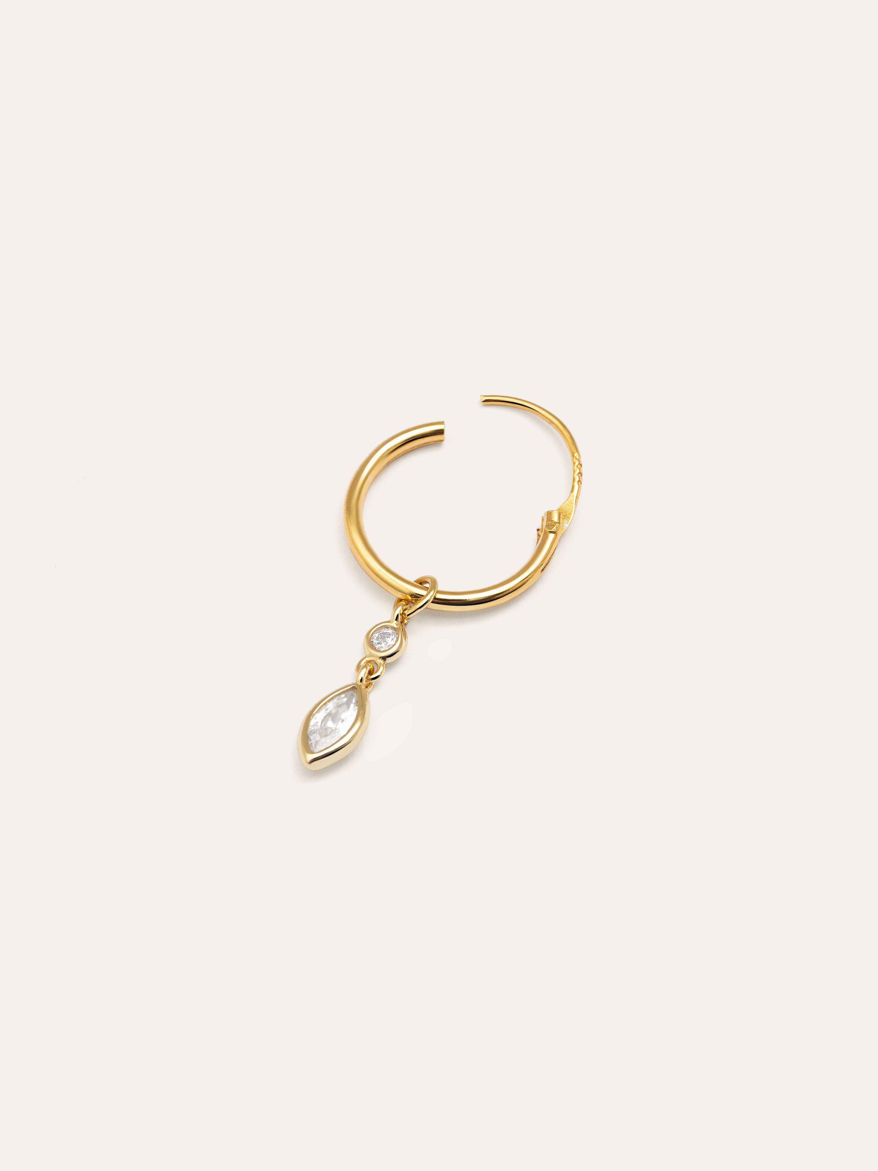 Marquise Hoop Silver gold Single Earring 