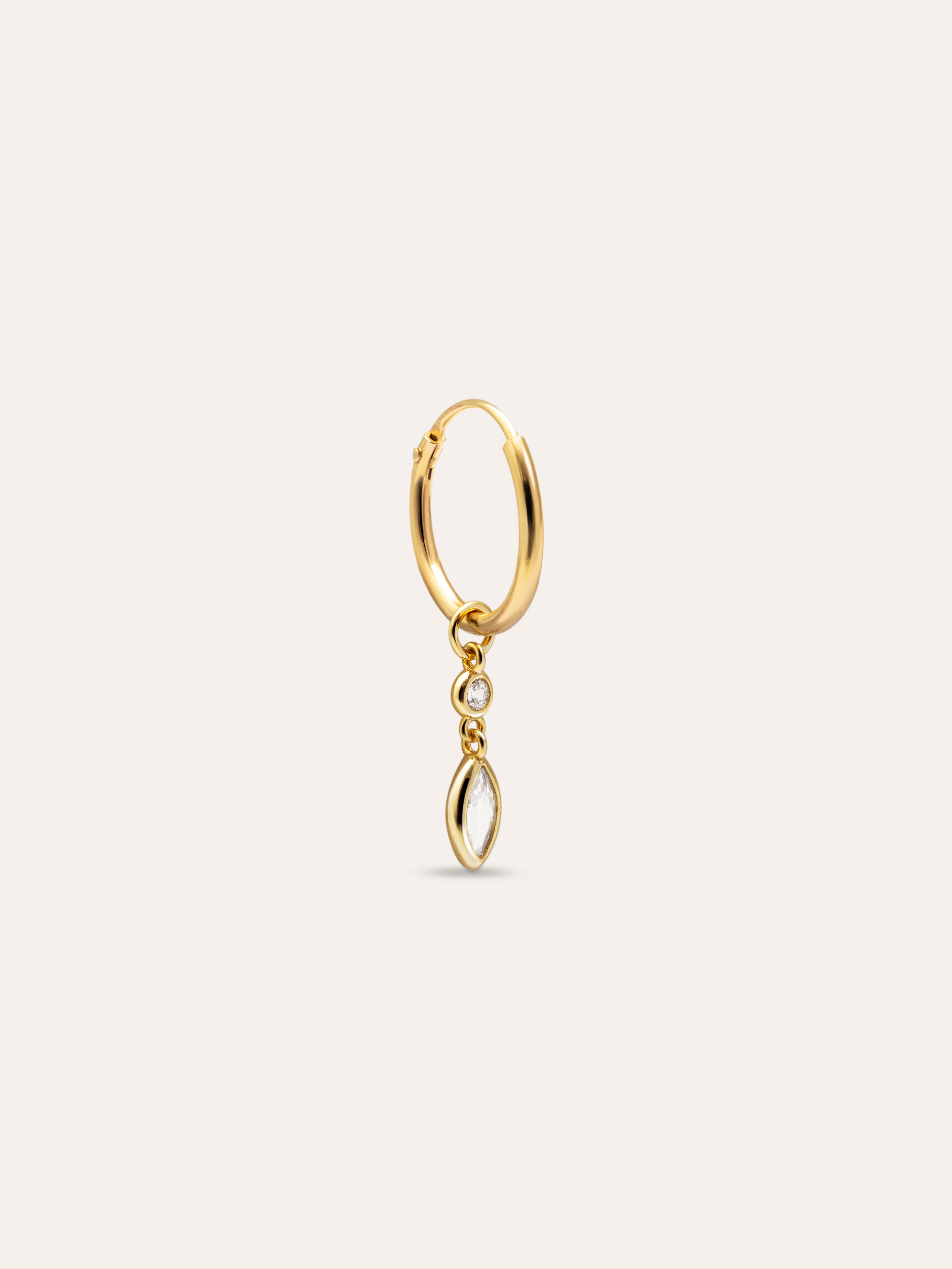 Marquise Hoop Silver gold Single Earring 