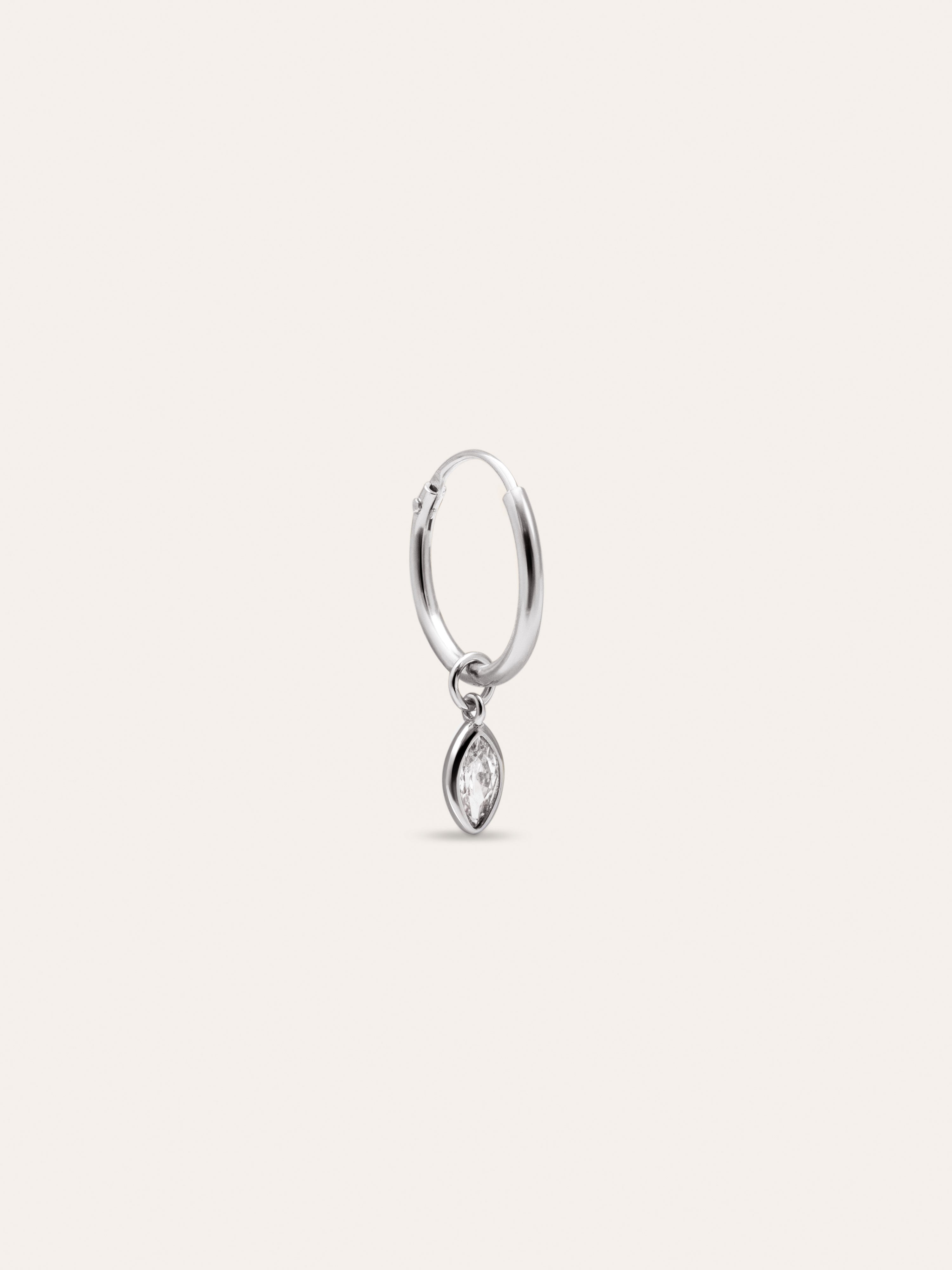  Marquise Simple Hoop Silver Single Earring 