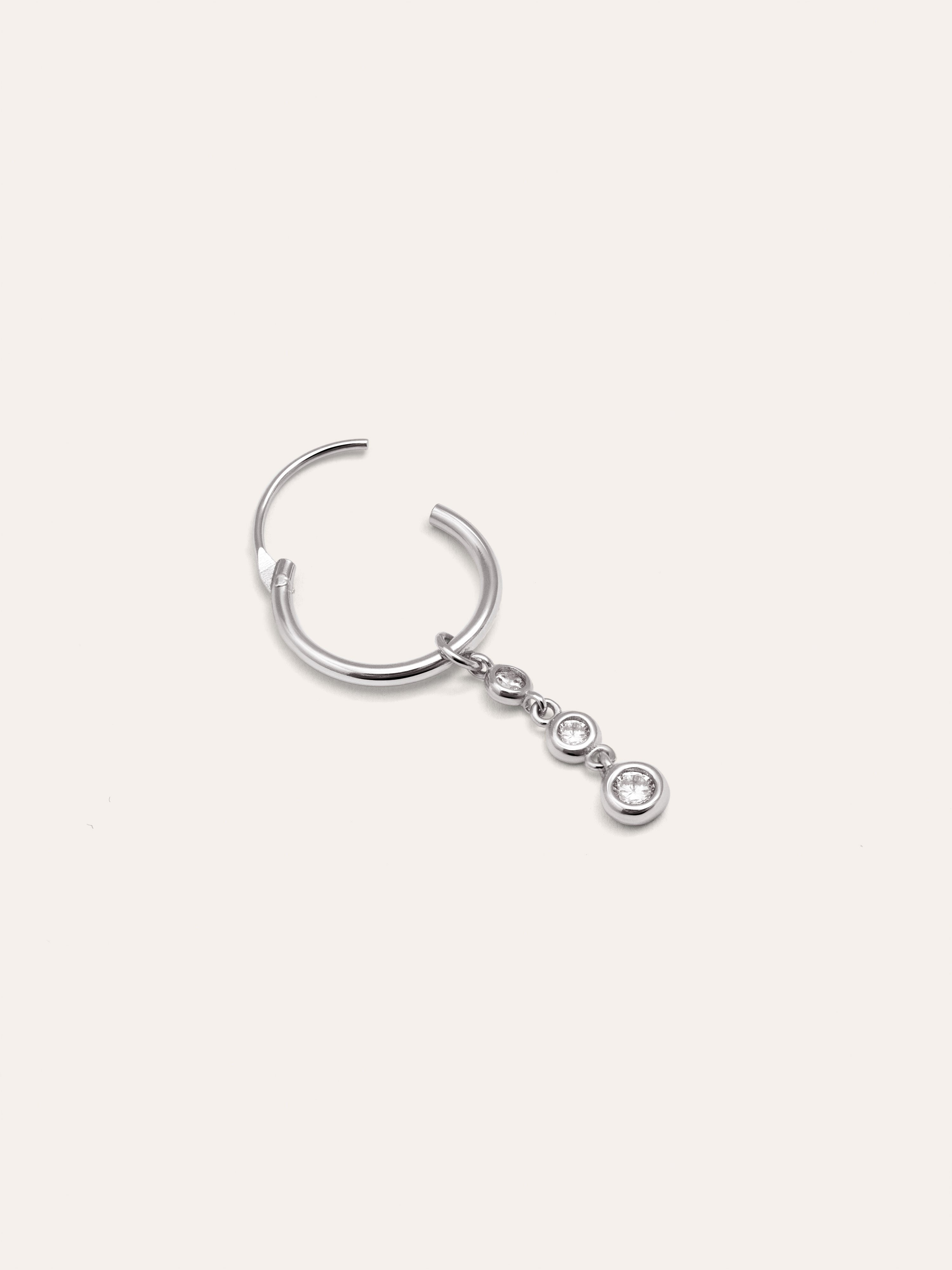 Triple Spark Hoop Silver Single Earring