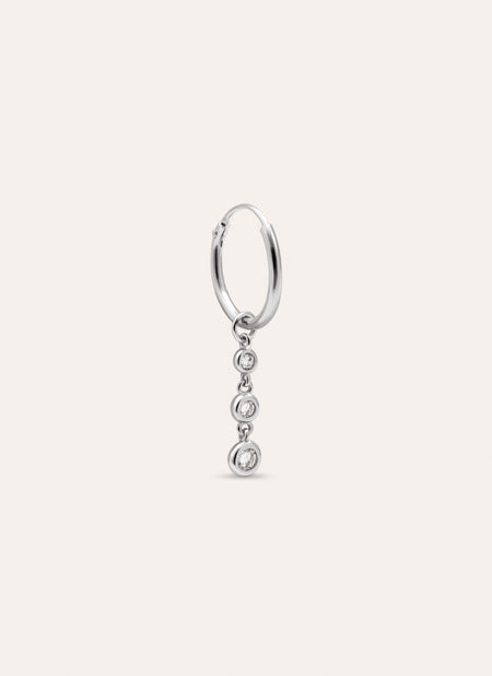 Triple Spark Hoop Silver Single Earring