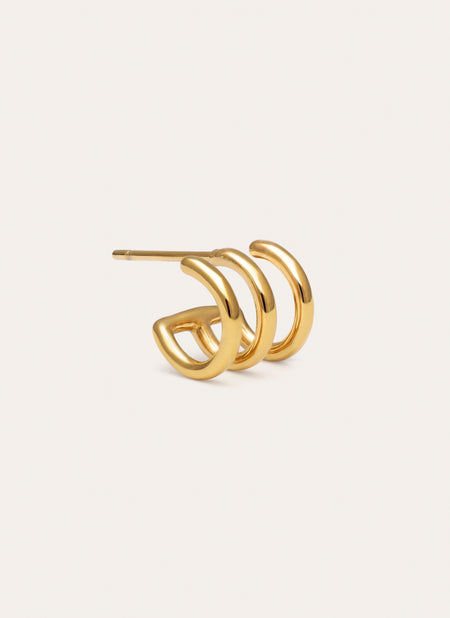 Single Hoop Earring Trio Steel Gold-Plated