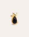 Orecchino Singolo Cat Black Placcato Oro